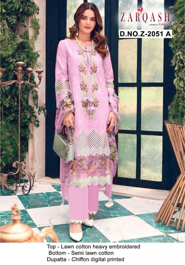 Zarqash Rouche 3 Lawn Cotton Embroidery Suit Seller 